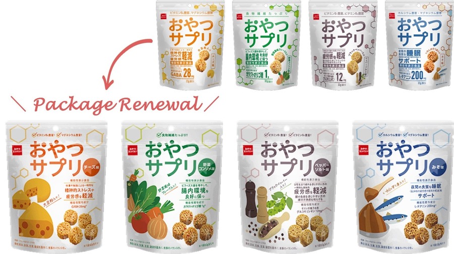 トモズで先行販売開始、新パッケージの『おやつサプリ』