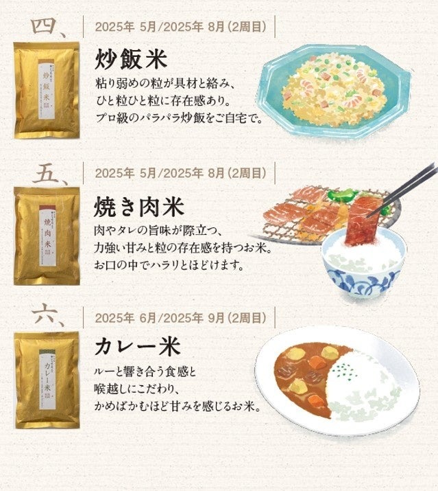 八代目儀兵衛のブレンド米、フェリシモで販売開始　すき焼き米、チャーハン米、カレー米など試してみたい！