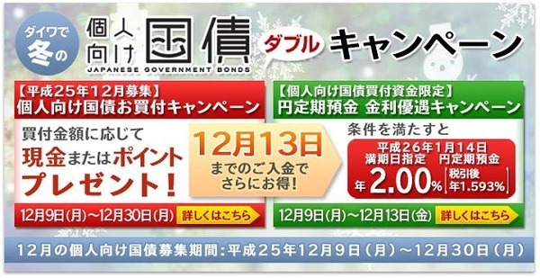 2013冬のボーナス　お得な預け先はココ！金利キャンペーンまとめ
