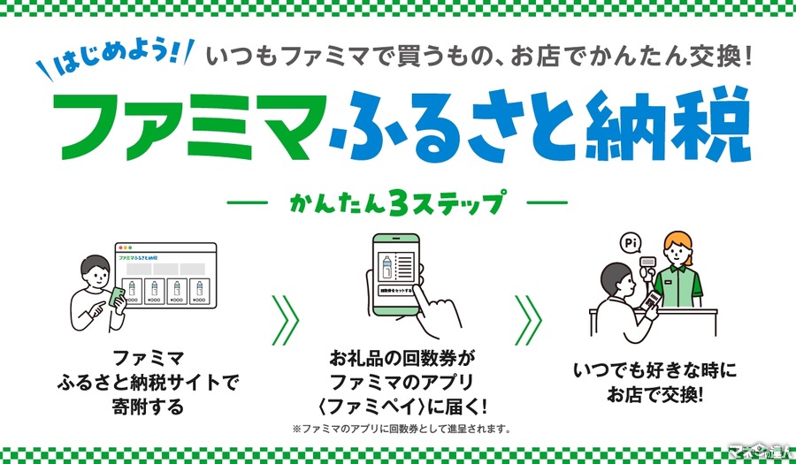 ファミマでふるさと納税開始！お礼品を全国の店舗で即時に引き換え可能