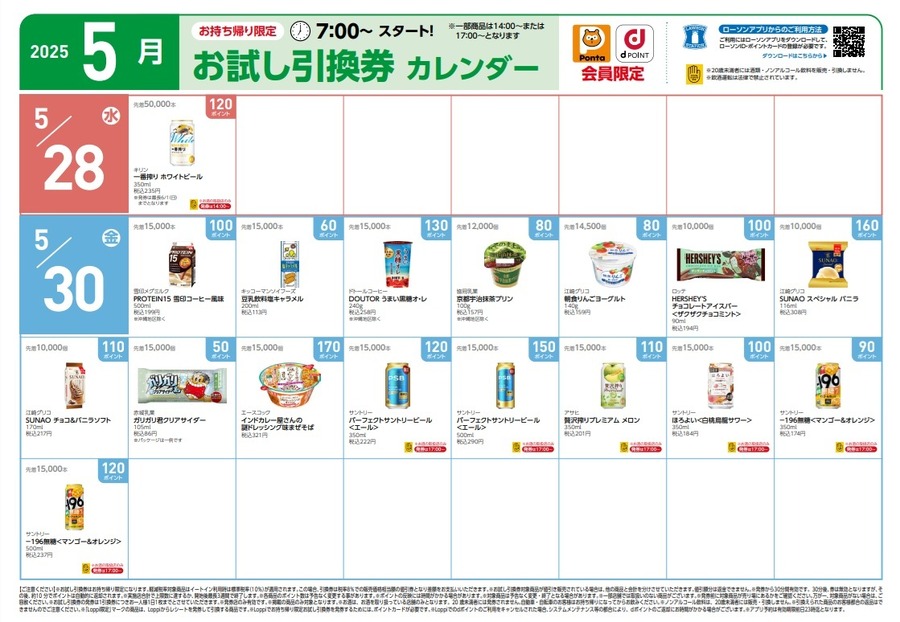 【1万円越の節約】5月の「お試し引換券」対象商品・注目商品！2025年4月は1万1,251円の節約効果【ローソン】