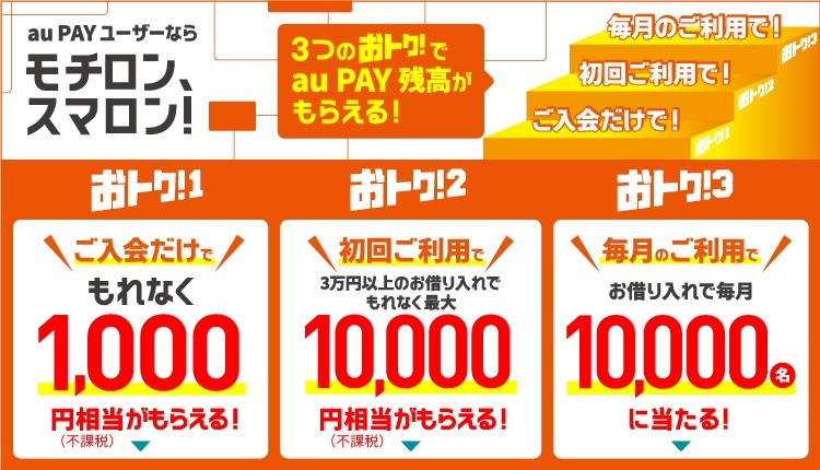 au PAY スマートローン新規入会者向け特典！最大13,000円相当の付与