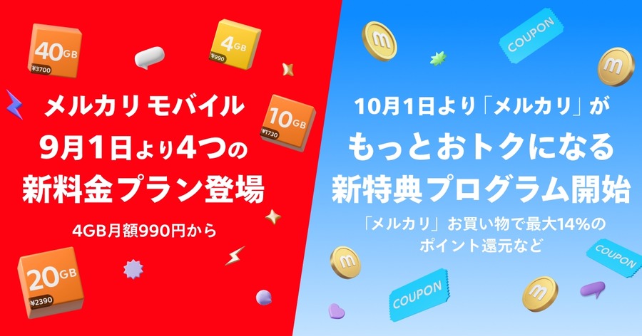 メルカリモバイル、月990円4GB～新料金プラン＆メルカリがお得に利用できるプログラム