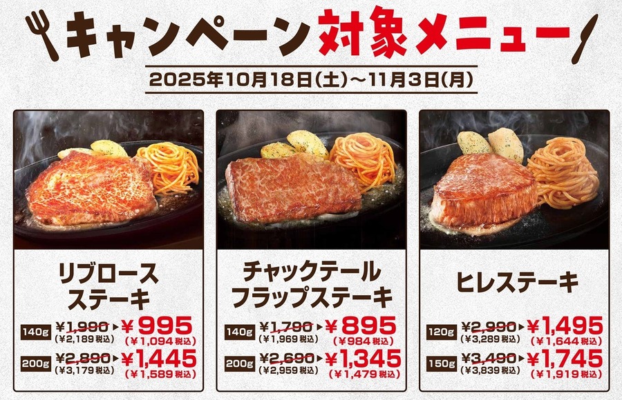 半額提供＆完食で次回も半額！ステーキ宮「ステーキデビュー応援キャンペーン」