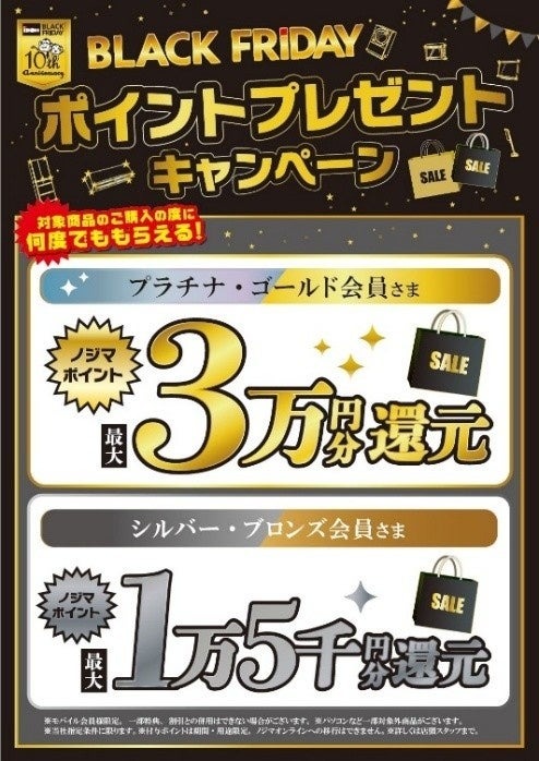 ノジマ ブラックフライデーで最大3万ポイント還元&お得なdカード連携！11/30まで