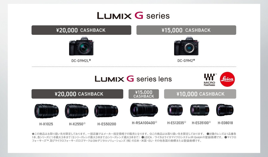 パナソニック、ミラーレス一眼LUMIXのキャッシュバック11/14~1/12