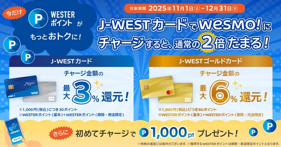 JR西日本・エディオン Wesmo!ポイント10倍還元などキャンペーン順次展開12/31まで