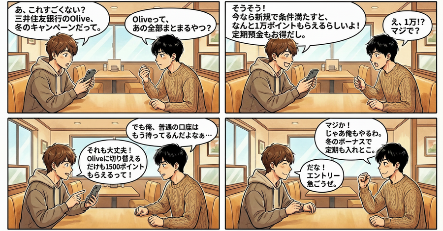 三井住友銀行「Olive冬の感謝祭」について解説【4コマ漫画で要点整理】