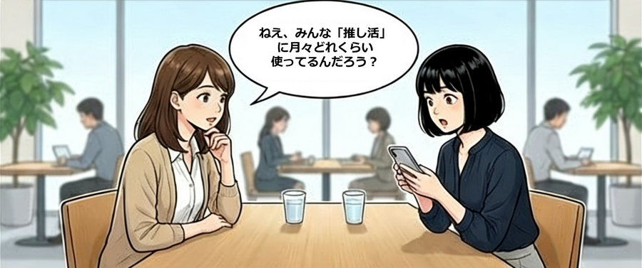 推し活の月平均支出額・afb調査【4コマ漫画で要点整理】