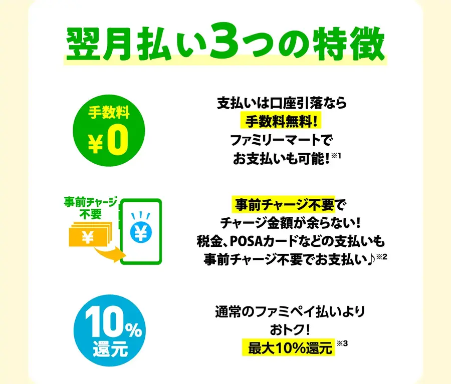 【ファミマ】最大2,000円相当のポイント還元！ファミペイ翌月払い新規登録がお得