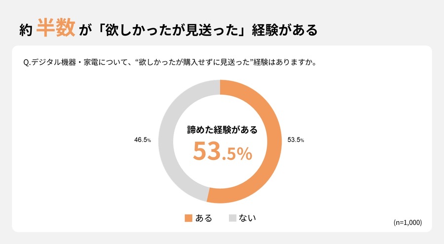 53.5%が購入見送り経験あり！分割払いが変えるデジタル機器や家電の購買行動【GeNiE調査】