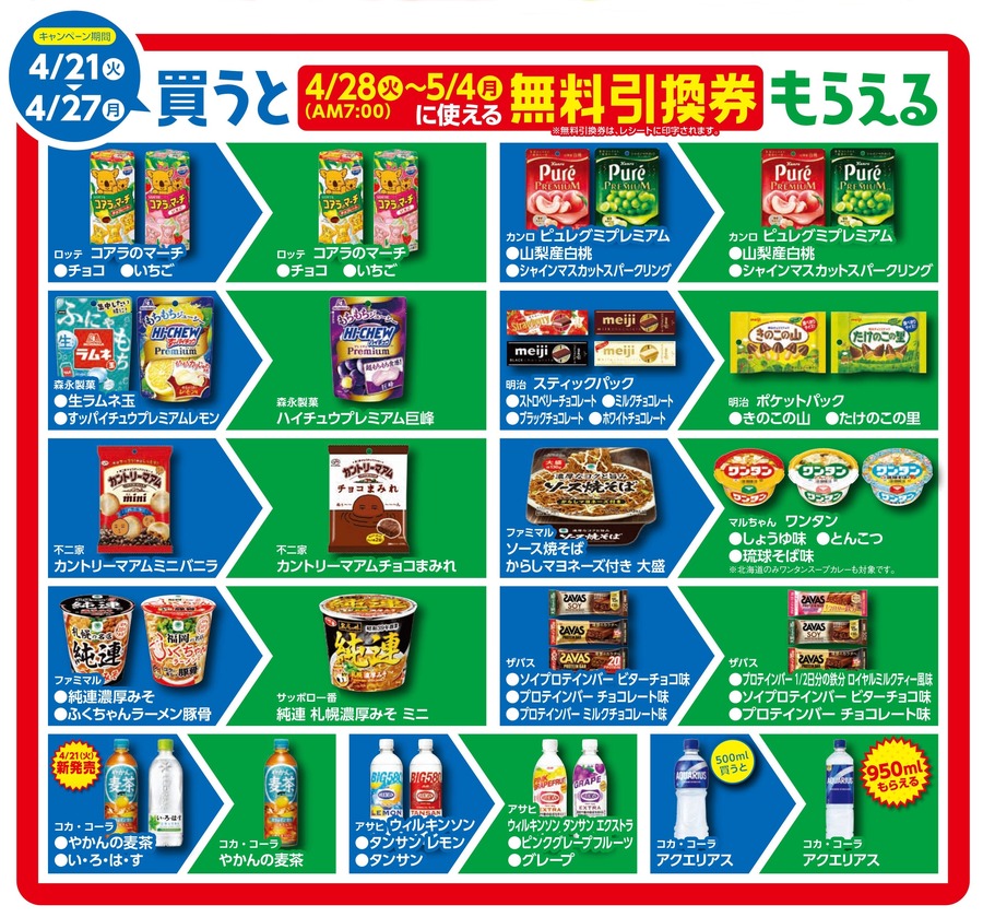 ファミマ45周年大感謝祭！3週連続で開催する「1個買うと1個もらえる」企画