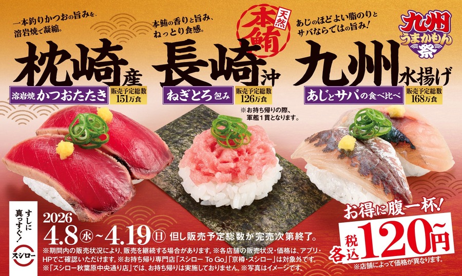 【スシロー】九州うまかもん祭2026年4月開催！目玉3品が120円～