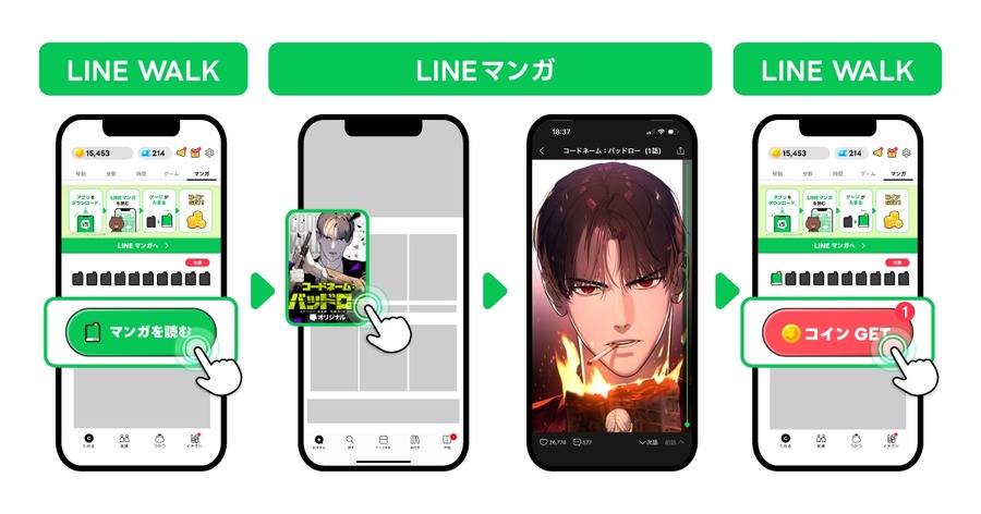 LINEマンガ×LINE WALK連携でマンガを読むだけでコインが貯まる新機能登場