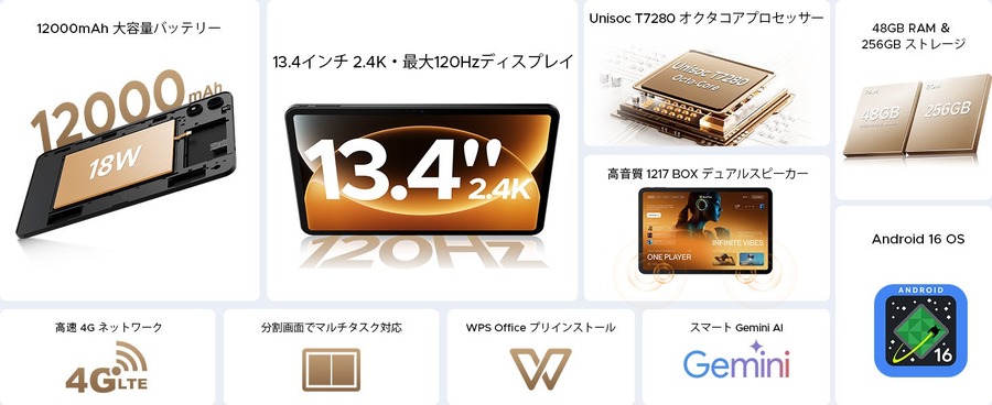 楽天市場で買える通常より1万円お得なタブレット「AORLYM P13PRO」5/10まで
