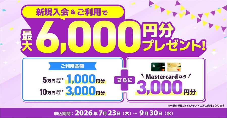 三井住友カード新規入会でお得に！最大13,000円分プレゼントキャンペーン