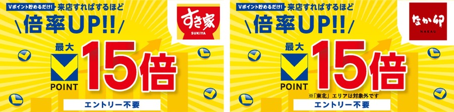 すき家・なか卯で通うほどお得に!最大15倍Vポイントキャンペーン8月開催