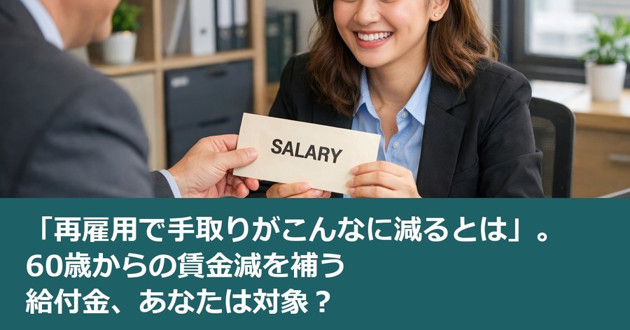 「再雇用で手取りがこんなに減るとは」。60歳からの賃金減を補う給付金、あなたは対象？
