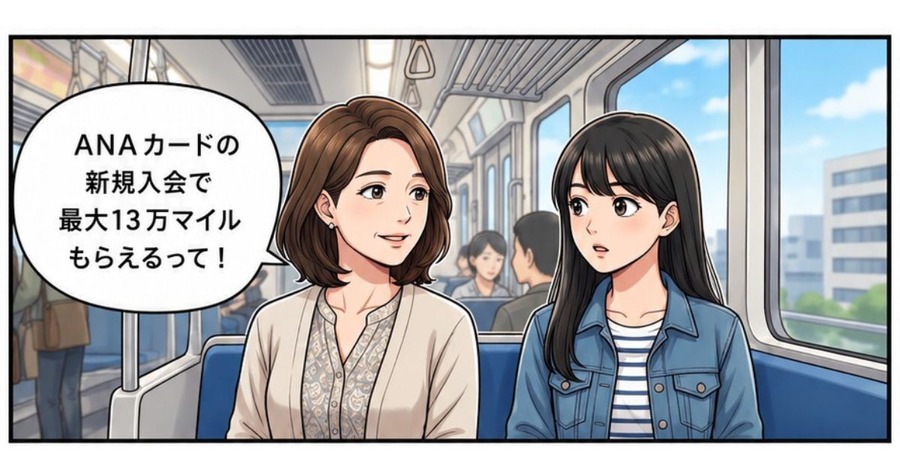 新規入会で最大13万マイル！ANAカード×三井住友カード共同企画【4コマ漫画で要点整理】