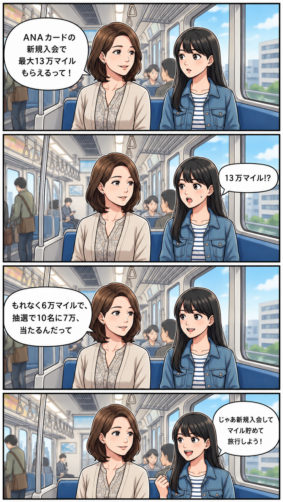 新規入会で最大13万マイル！ANAカード×三井住友カード共同企画【4コマ漫画で要点整理】