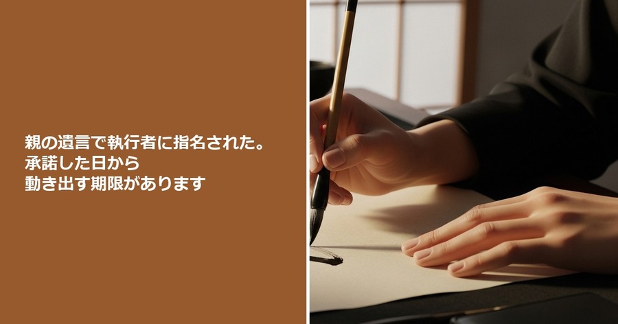 親の遺言で執行者に指名された。承諾した日から動き出す期限があります