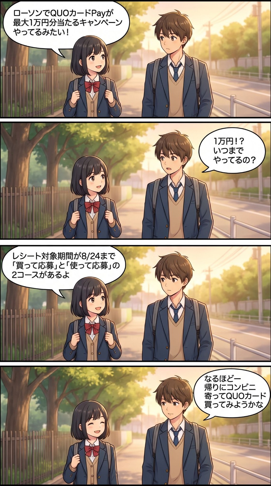 QUOカードPay最大1万円分がローソンで当たる？【4コマ漫画で要点整理】