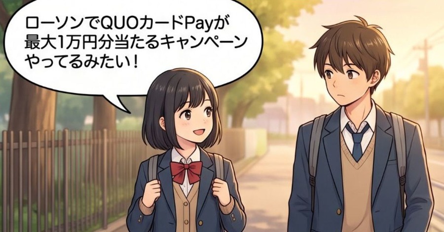 QUOカードPay最大1万円分がローソンで当たる？【4コマ漫画で要点整理】