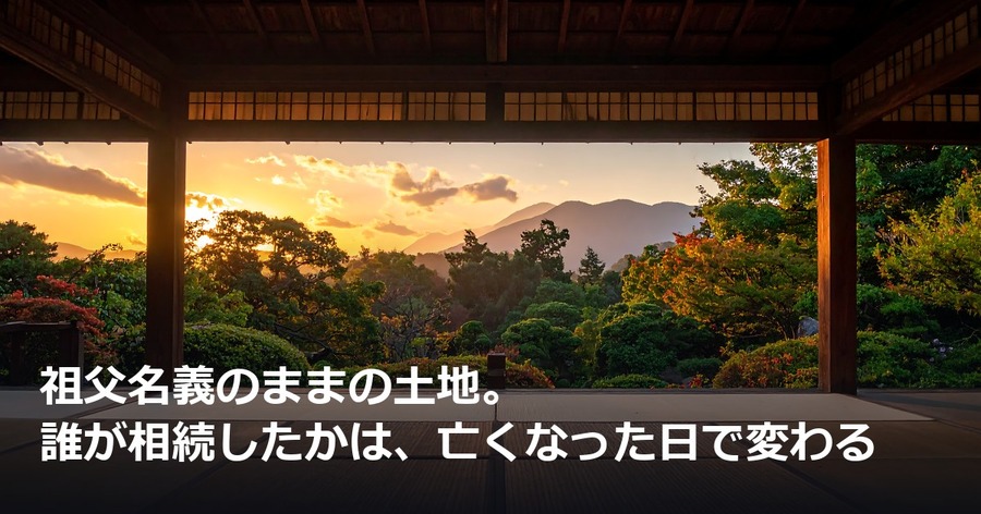 祖父名義のままの土地。誰が相続したかは、亡くなった日で変わる