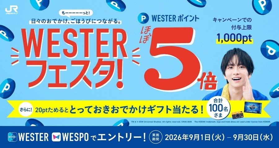 JR西日本「WESTERフェスタ！」でポイントほぼ5倍＆USJのペア券も当たるかも