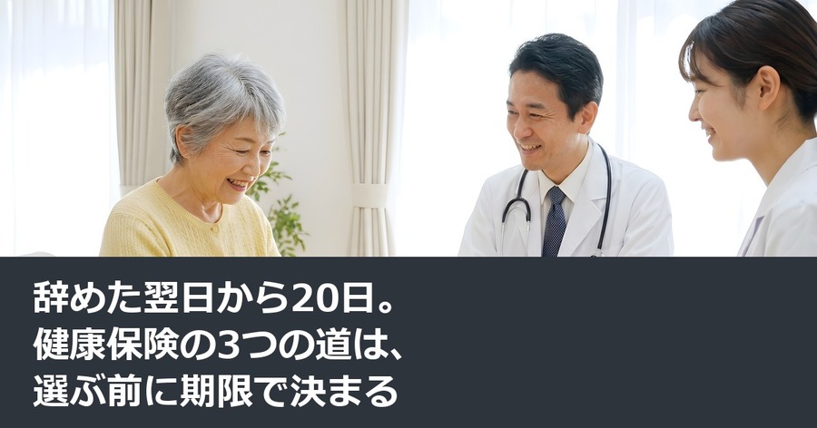 辞めた翌日から20日。健康保険の3つの道は、選ぶ前に期限で決まる