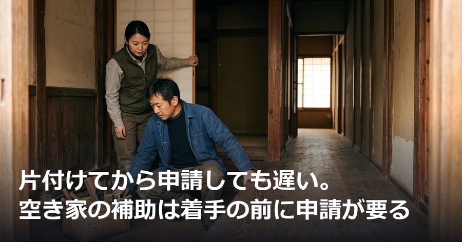 片付けてから申請しても遅い。空き家の補助は着手の前に申請が要る