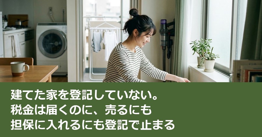 建てた家を登記していない。税金は届くのに、売るにも担保に入れるにも登記で止まる