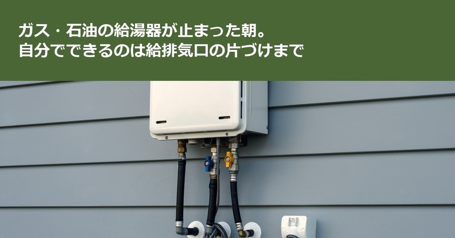 ガス・石油の給湯器が止まった朝。自分でできるのは給排気口の片づけまで