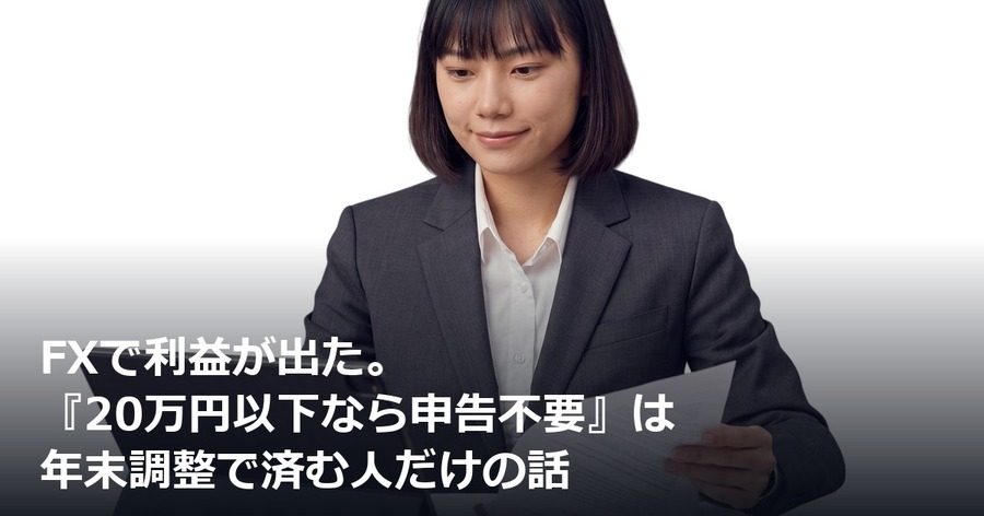 FXで利益が出た。『20万円以下なら申告不要』は年末調整で済む人だけの話