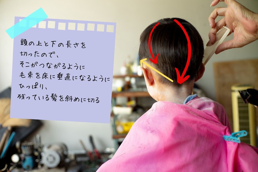 後ろから耳へ切る