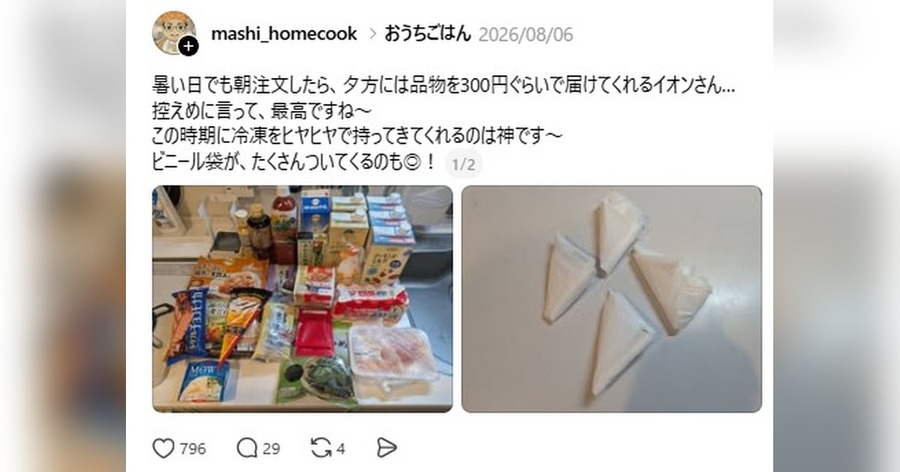 「控えめに言って、最高ですね～」朝に頼んだ食品が夕方に到着　猛暑のアイスも溶けずに届くと反響続々