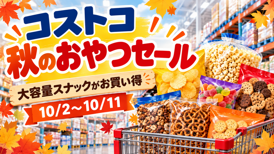 【コストコオンライン】10/11まで！行楽にもおすすめ「大容量おやつ」3,000円以上で500円OFF