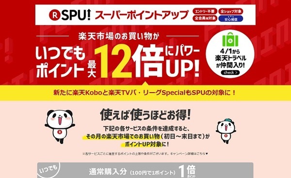 楽天にはSPUというスーパーポイントアッププログラムというポイントプログラムを活用する