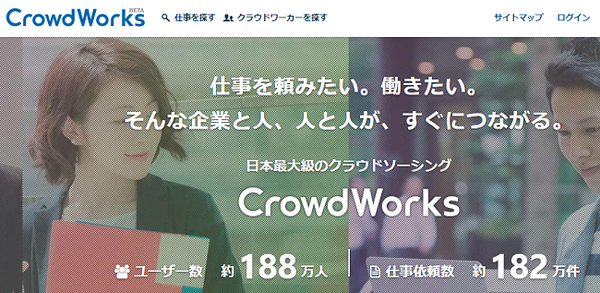 人と人がすぐにつながるクラウドワークス
