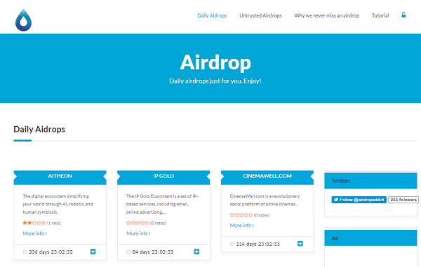 全て英語で書かれているAirdrop Paddict