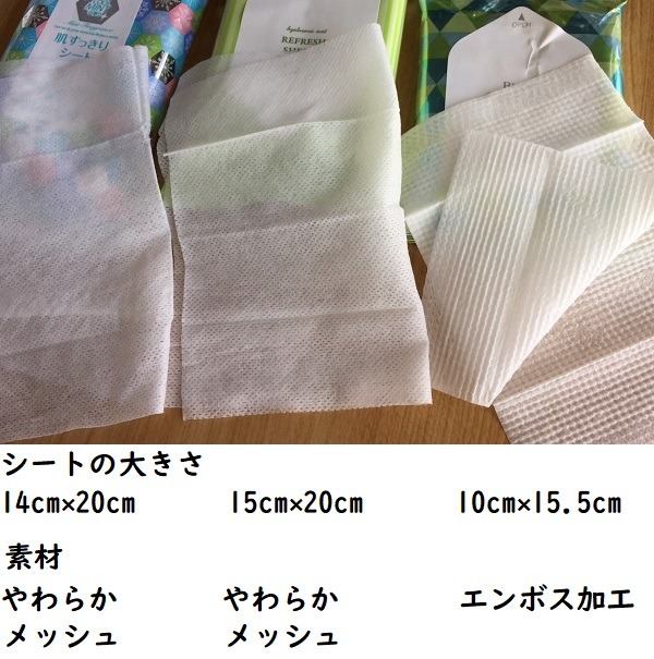 汗ふきシート中身を比較