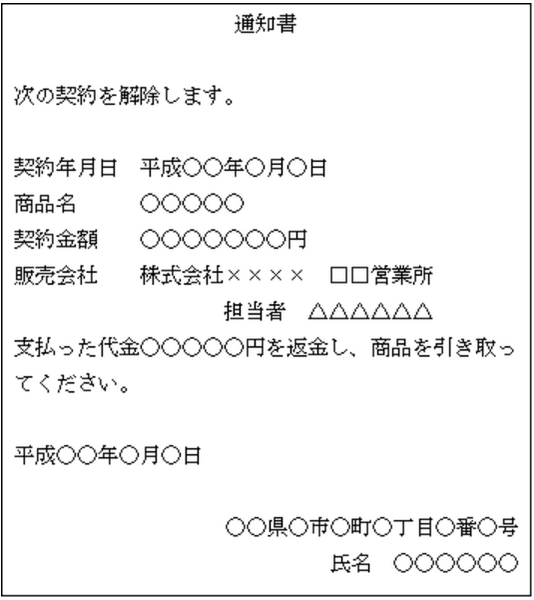 クーリング・オフは必ず書面で行う