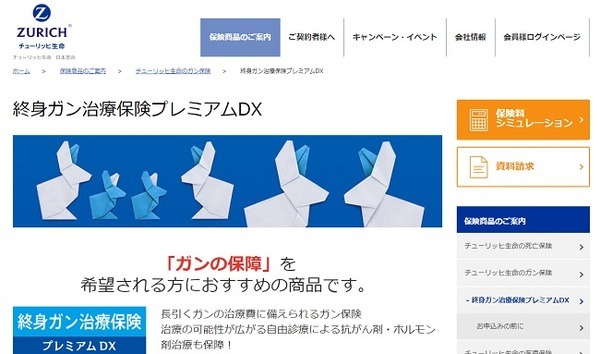 チューリッヒ生命の「終身ガン治療保険プレミアムDX」