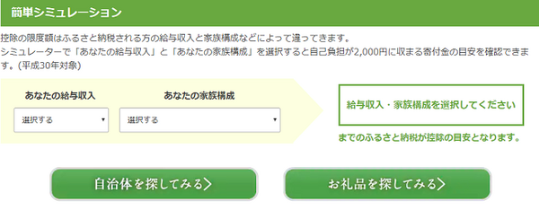 さとふるのふるさと納税控除上限額シミュレーション