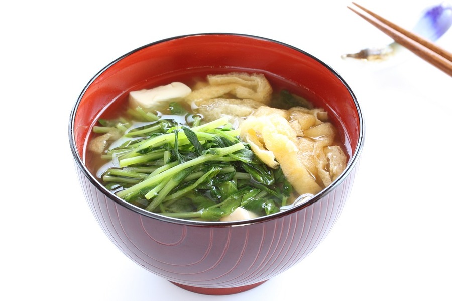 豆苗のお味噌汁