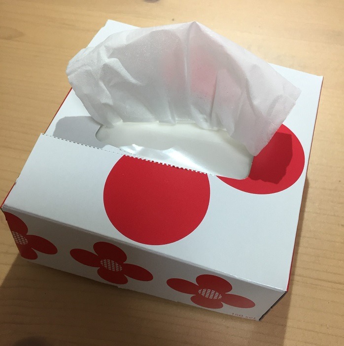 ティッシュ箱を半分にして「ミニサイズ」