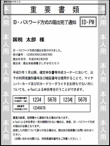 ID・パスワード方式の届出完了通知