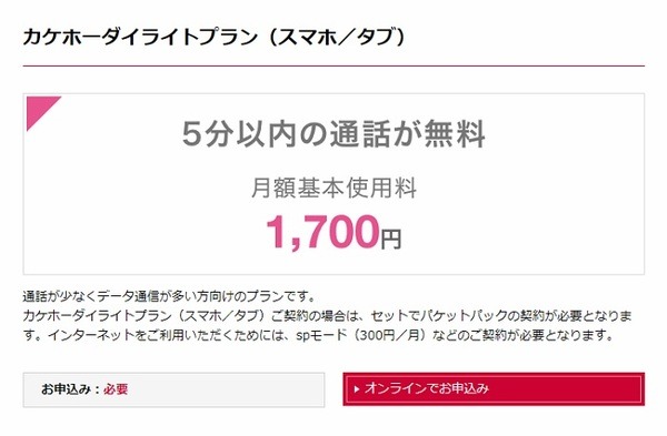 ドコモのカケホーダイライトプラン