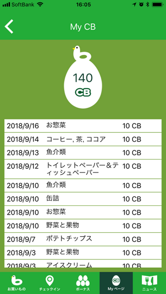 CASHｂのキャッシュバック金額確認画面