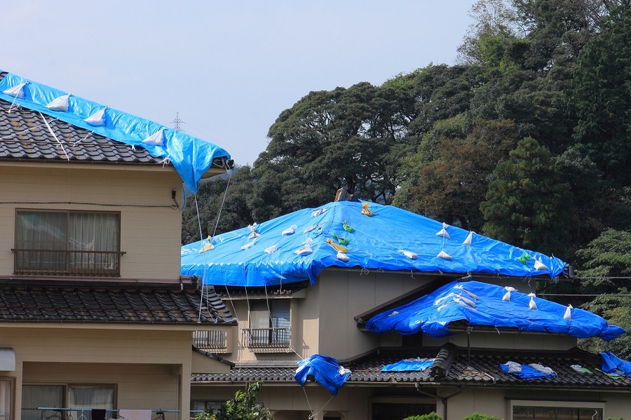 屋根の修理を待っている